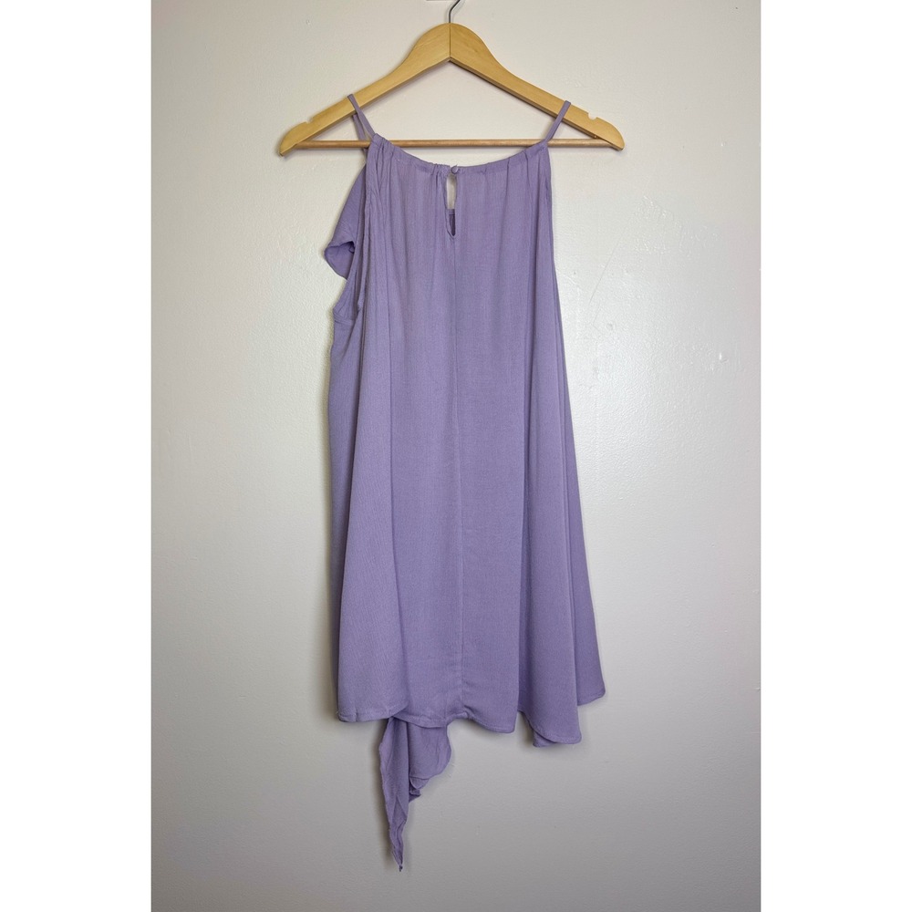 Easel Lavender Purple Ruffle Sleeveless Top Rayon Crepe ET12089 NWT Womens L